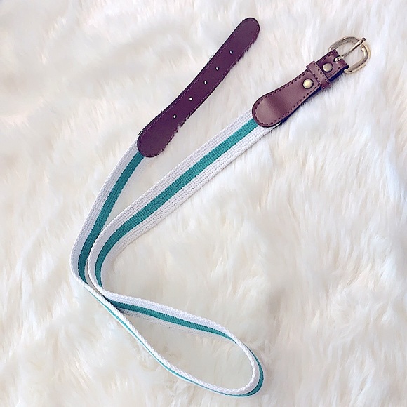 New »—Vintage 90’s Style—» Leather Rope Band White & Teal Nautical Gold Buckle - Picture 4 of 11